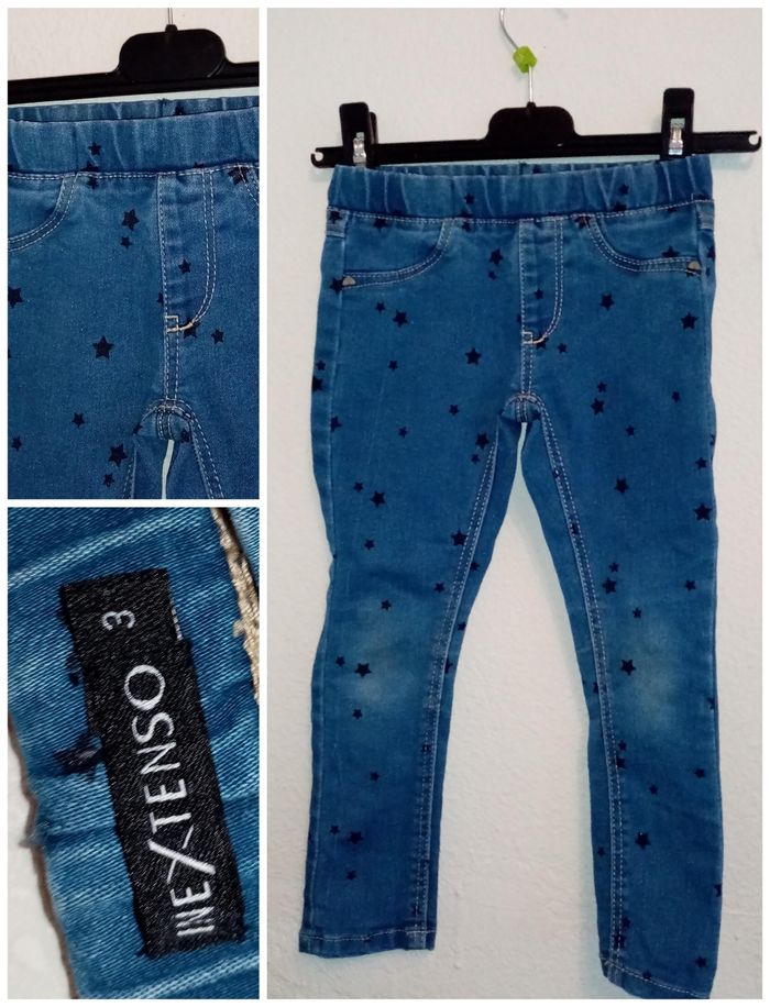 3 ans in extenso pantalon jeans a élastique imprimé "petite étoiles" /Excellent état