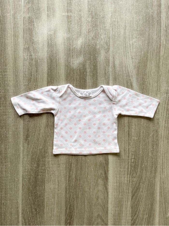 T-shirt manches longues à pois bébé fille taille 2-4 mois Ergee
