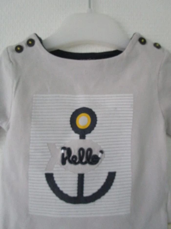 T-shirt gris marin Obaïbi 3 mois TBE - photo numéro 3