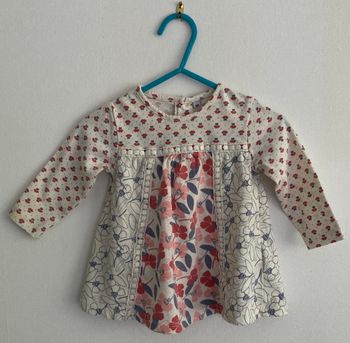 tunique manches longues fleuri avec dentelle taille 6 mois