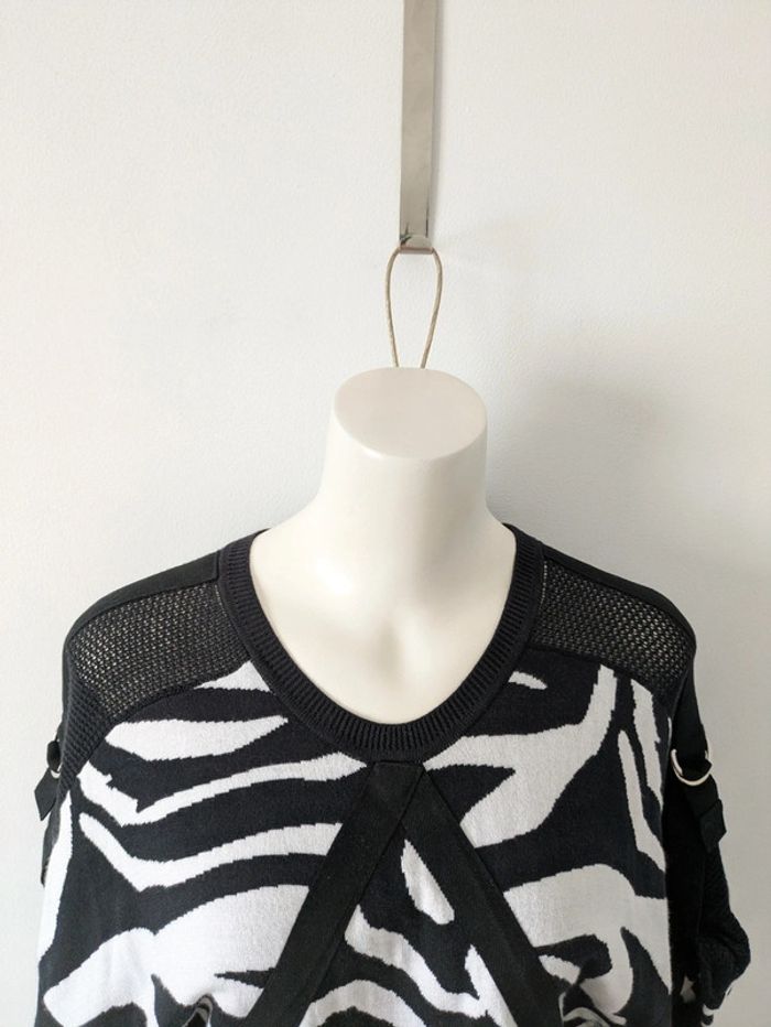 Pull sweat noir et blanc 100% coton - JC de Castelbajac - taille XS - photo numéro 4