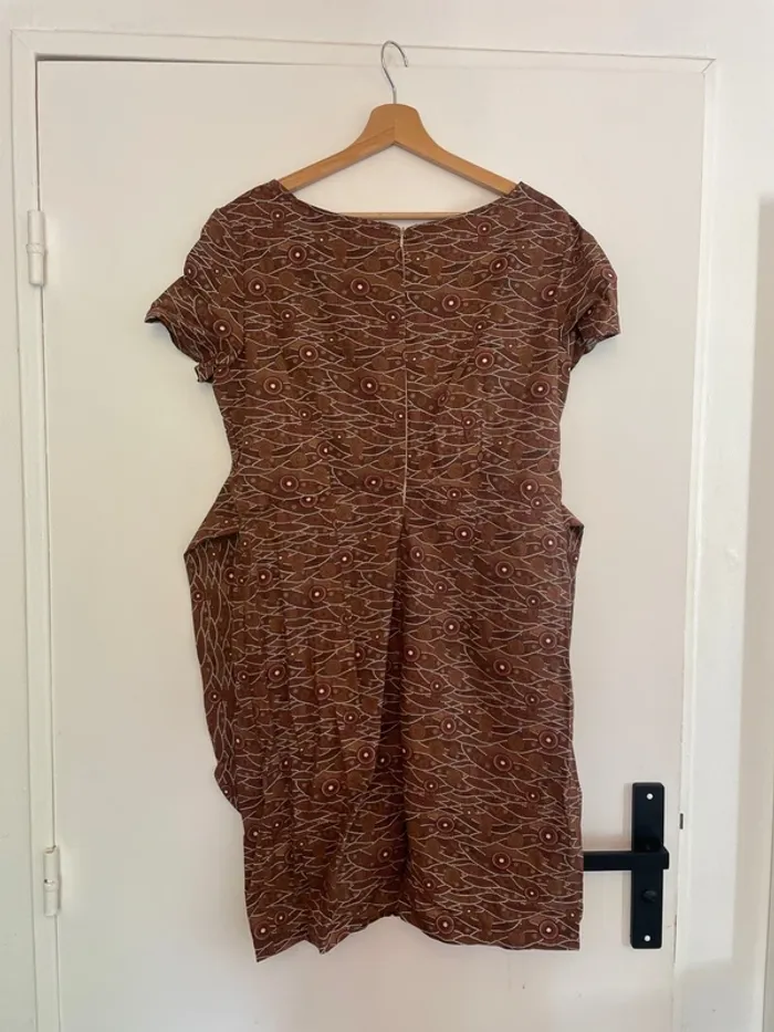 Robe midi marron L fait main - photo numéro 3