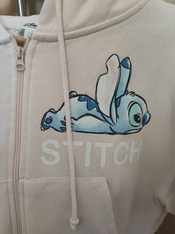 Sweat zippé à capuche Stitch rose S - photo numéro 3