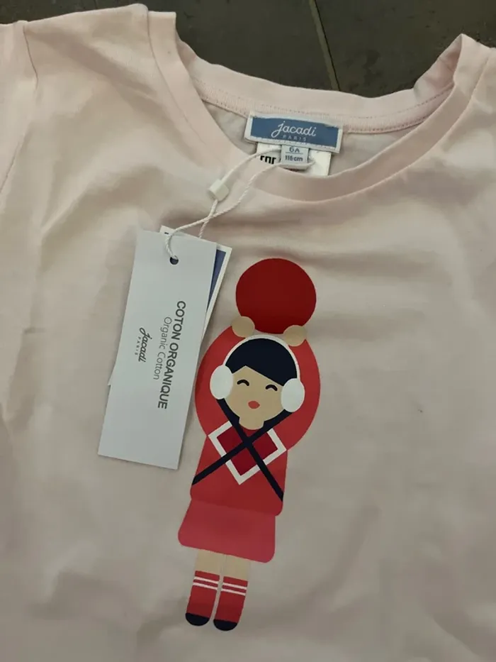 6 ans - neuf tee shirt rose pale Japon - Jacadi - photo numéro 3