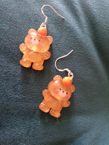 Boucles d'oreilles Oursons Kawaii avec petite Orange 🍊