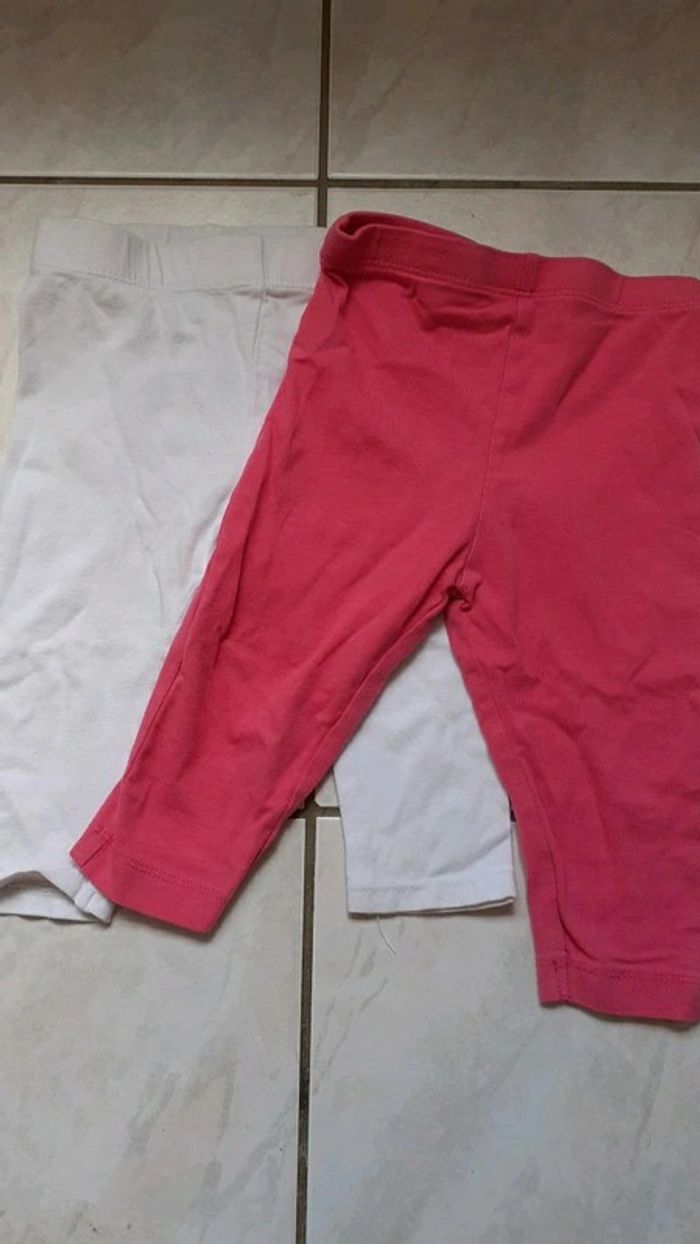 2 Leggings rose et blanc