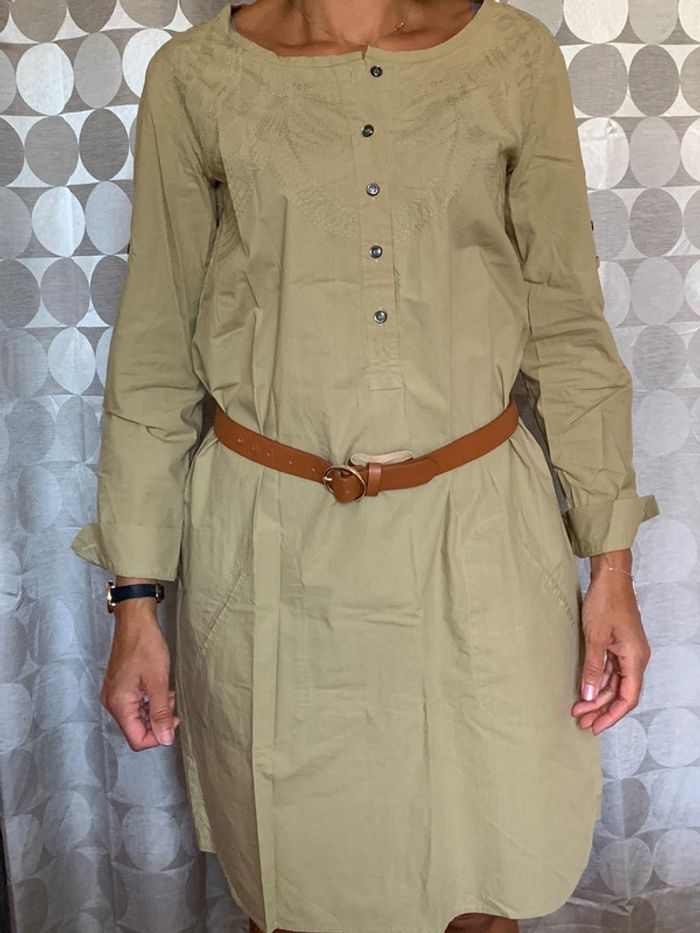 Robe longue kaki clair