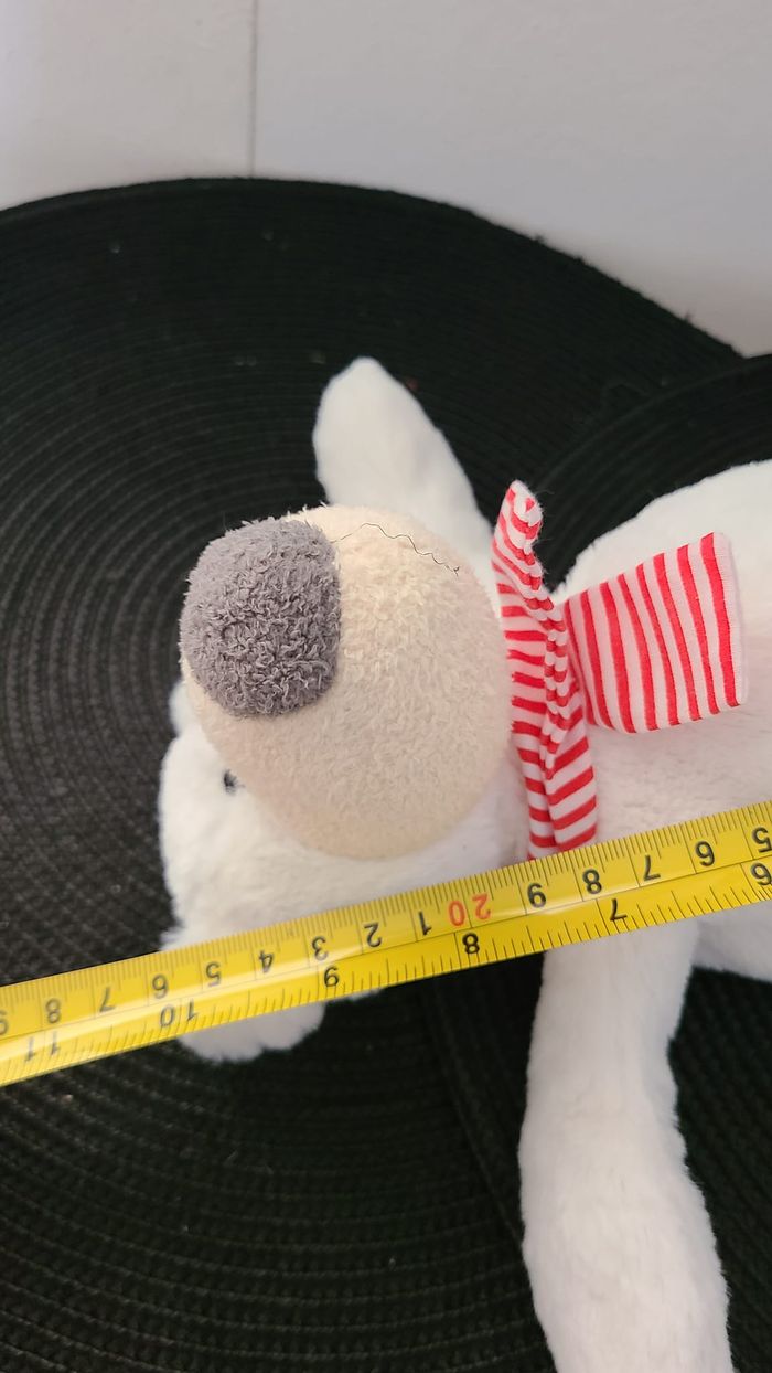 doudou ours polaire echarpe rouge rayee PRIMALIS - photo numéro 3