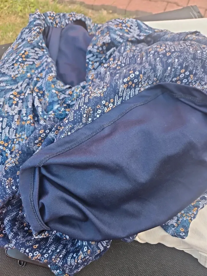 Jupe longue plissée fleurie bleue Manoukian taille 40/L - photo numéro 6