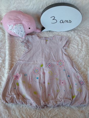 Robe manches courtes Fille 3 ans Fleurs Orchestra 100% coton