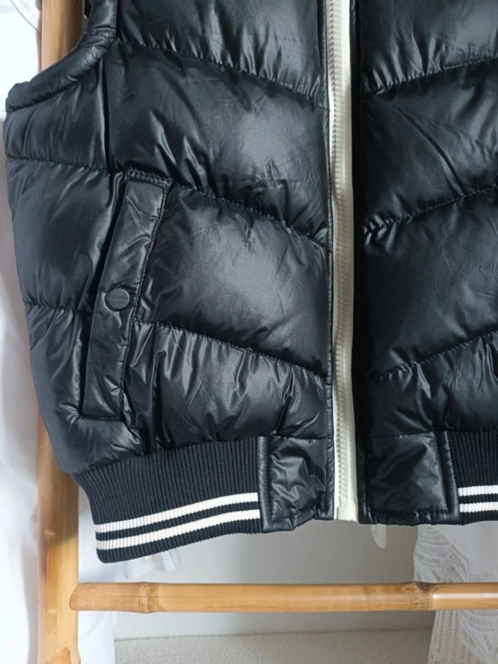 Veste doudoune sans manches réversible à capuche bleu / noir DLN Star taille S - photo numéro 2