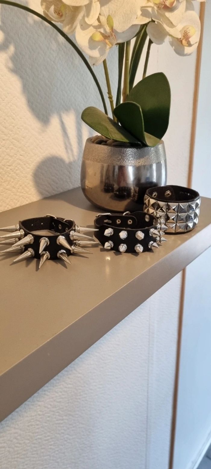 Lots de 3 bracelet cloutée punk gothique rock neuve! - photo numéro 2