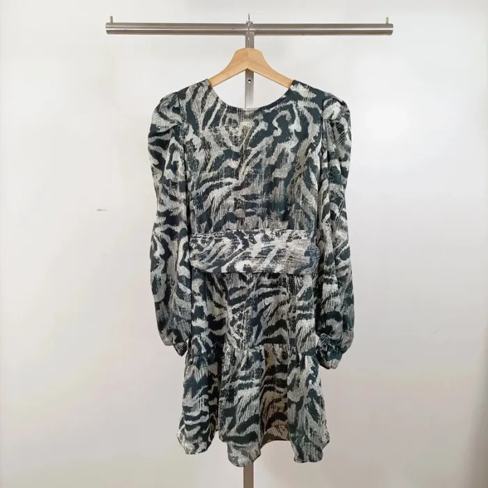Robe imprimé animalier Retro & Icone – manches longues, taille L A1068