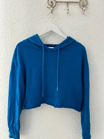 Sweat crop top bleu