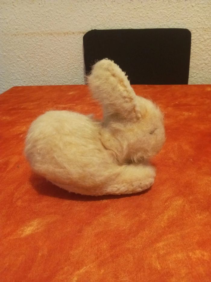 Rare Lapin beige grelot vintage, 18 cm - photo numéro 5