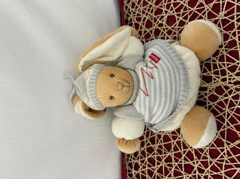 KALOO Peluche doudou Lapin Bonnet ski pull laine tricot rayures Zig Zag 2005
