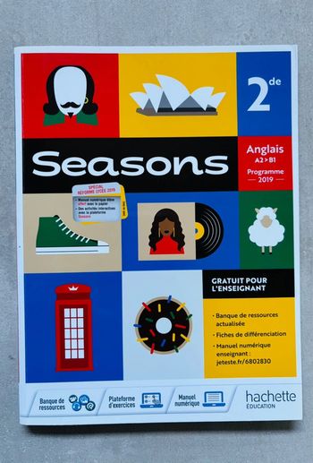 Manuel d’anglais Seasons 2de neuf