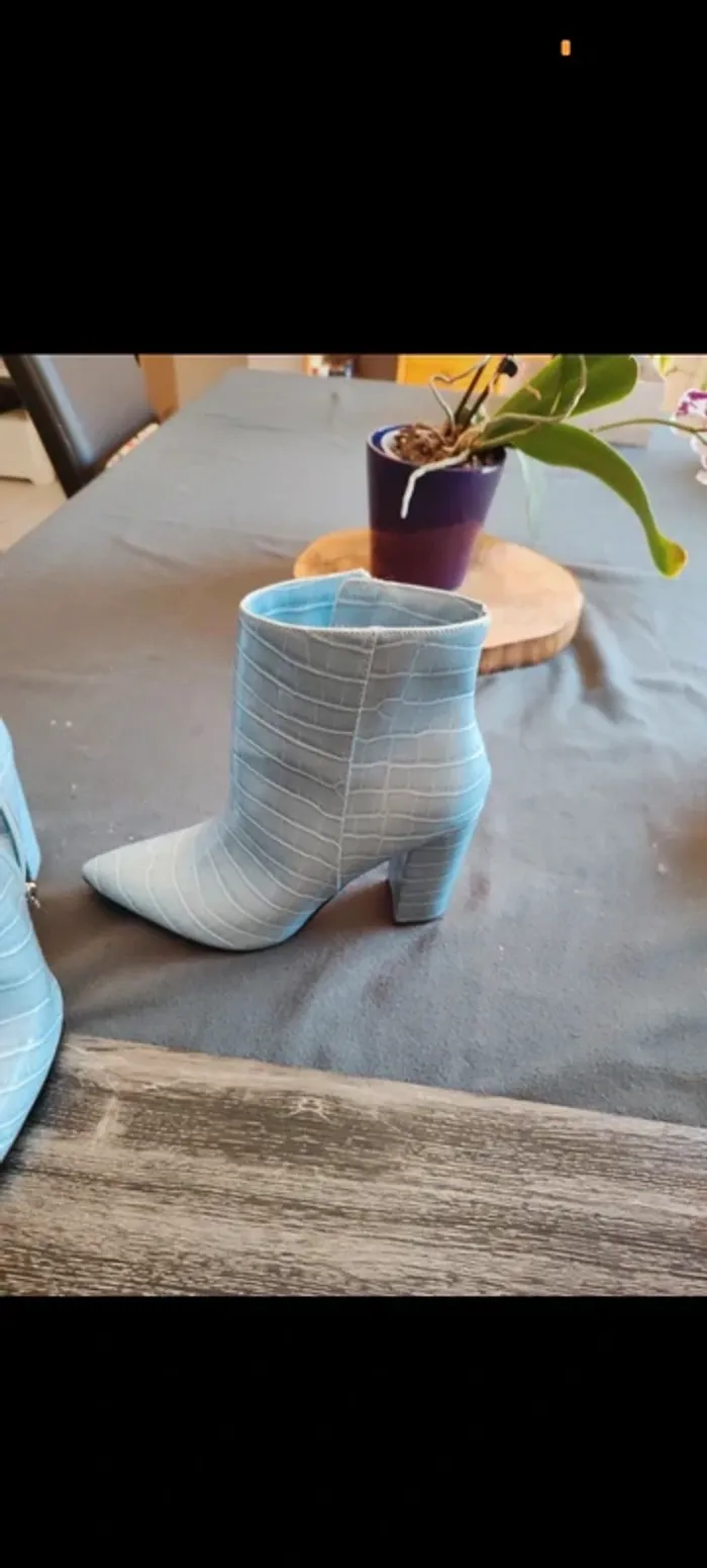 Bottines bleu ciel croco – JustFab – Taille 38 – Style & originalité - photo numéro 3