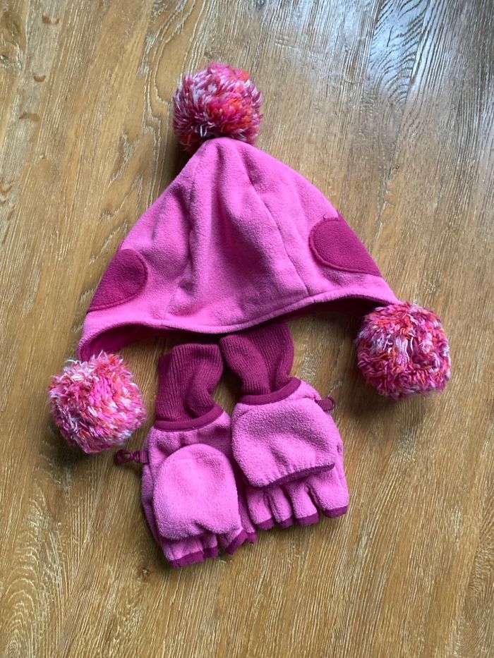 Ensemble bonnet et gants rose Gap taille 6 - 9 ans