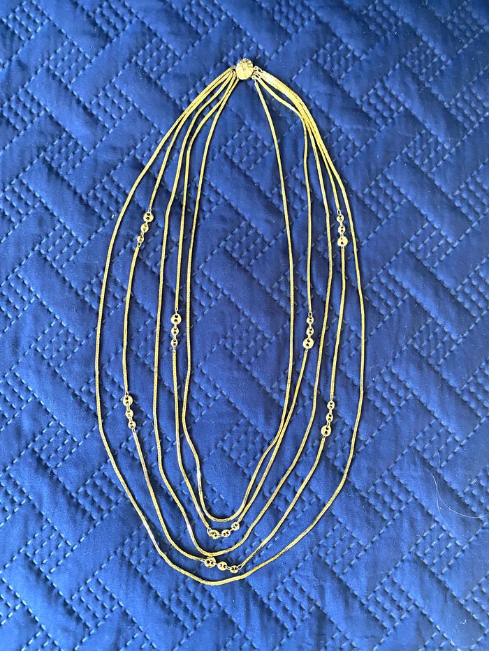 Collier fantaisie doré 5 rangs