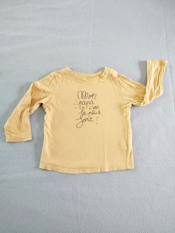 * T-shirt jaune "Mon Papa c'est le plus fort" manches longues T3A TAO