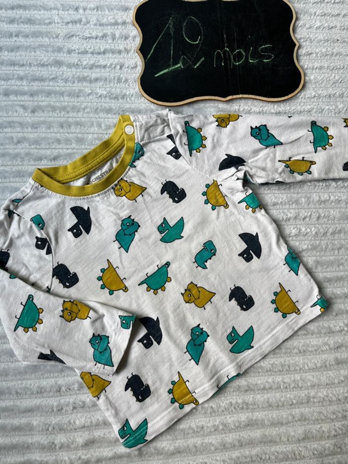 Teeshirt manches longues orchestra dinosaures 12 mois