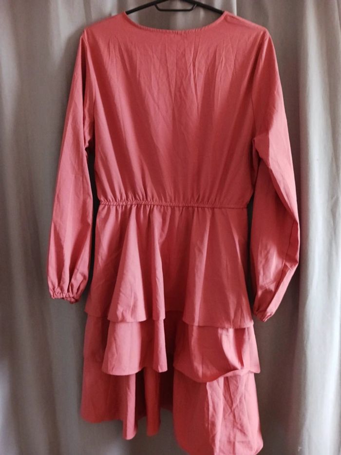 Robe rose saumon à volants Taille XL42 - photo numéro 8