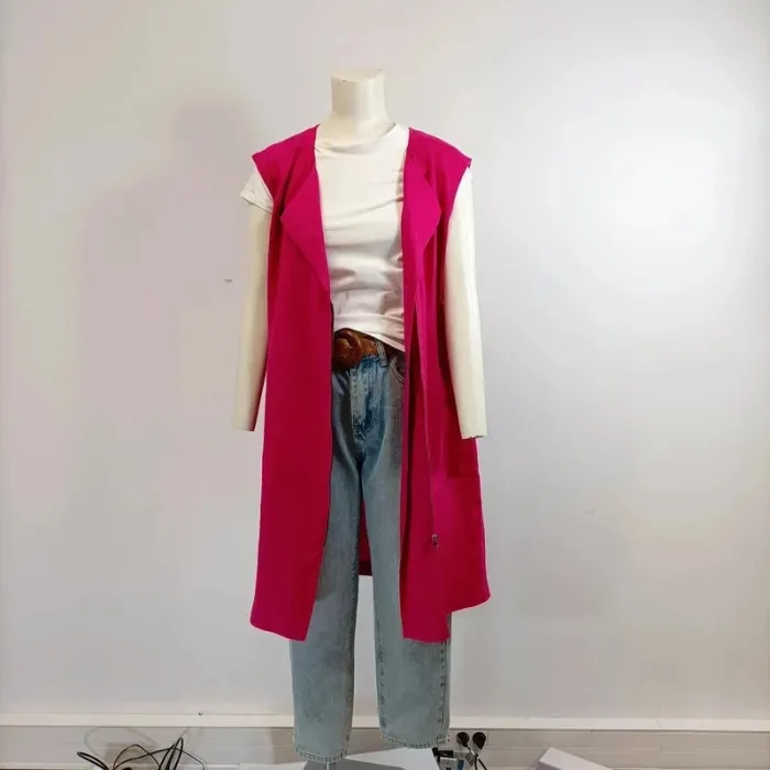 Robe zippée Gérard Darel - Fuchsia sans manche Lin T40 2en1 Veste longue A274 - photo numéro 4