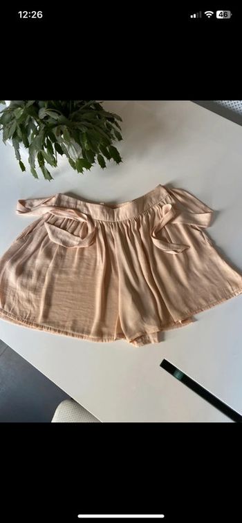 Jupe short abricot ceinture à nouer