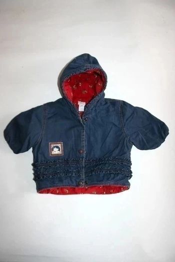 Manteau à capuche jeans à fines côtes Babymini