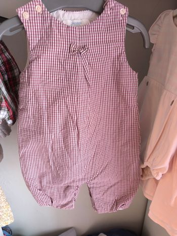 Barboteuse Jacadi Vichy Rose/Prune - 1 mois