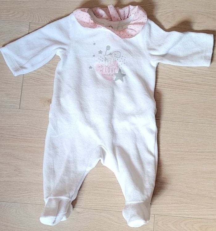 Pyjama velours blanc 1 mois