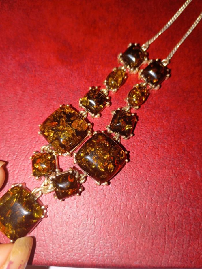 Superbe collier russie ambre vert - photo numéro 3