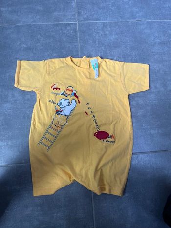 T-shirt body jaune ourson 6 mois 3 Pommes