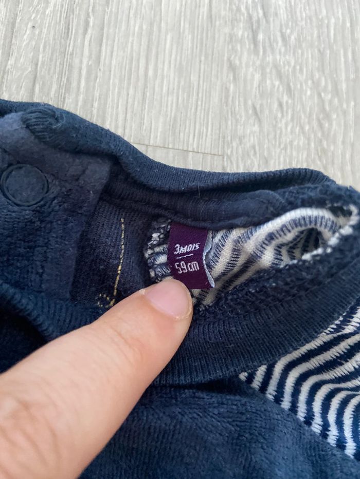 Pyjama marinière sergent major bleu et blanc 3 mois 59 cm - photo numéro 3