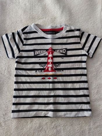 T-shirt marinière un weekend à la mer T.6 mois