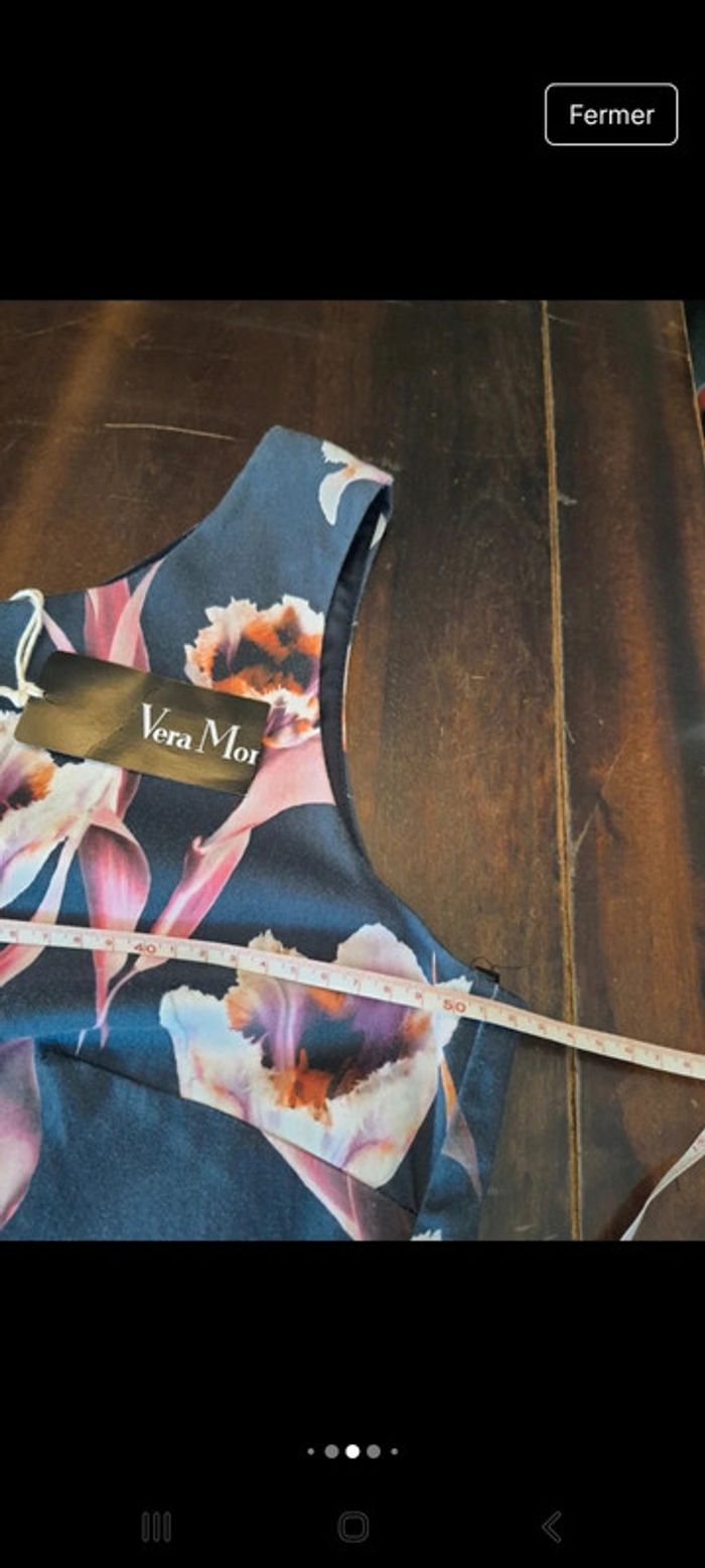Belle Robe Vera Mont fr 48 neuve marine fleuries - photo numéro 11