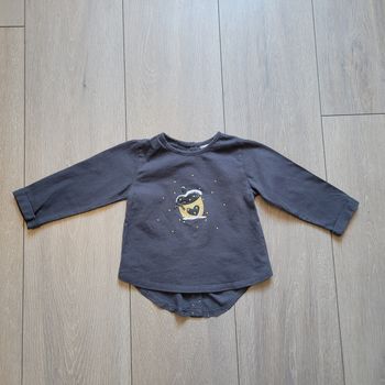 Maillot manche longue, gris. Fille 12 mois. Marque  Tape à l'oeil