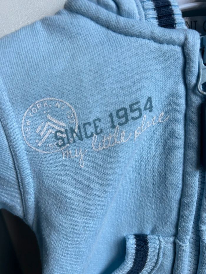 Gilet zippé bleu molletonné , mini gang 3 mois - photo numéro 3