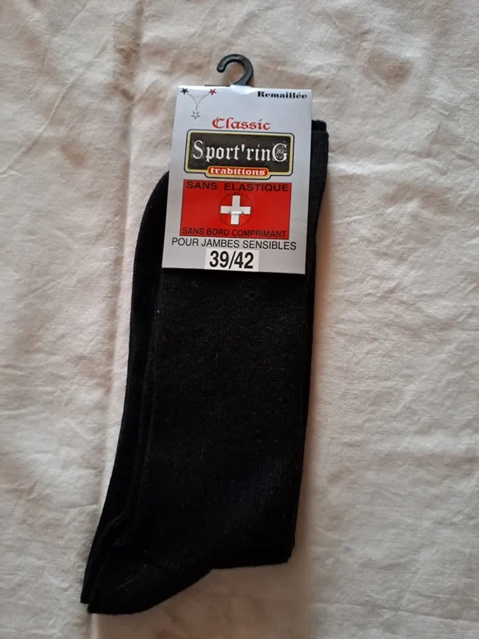 Paire de Chaussettes Noires Homme Sport'ring - Taille 39/42