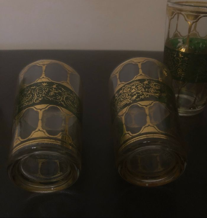 Lot de 4 verres à thé verts et dorés - photo numéro 5