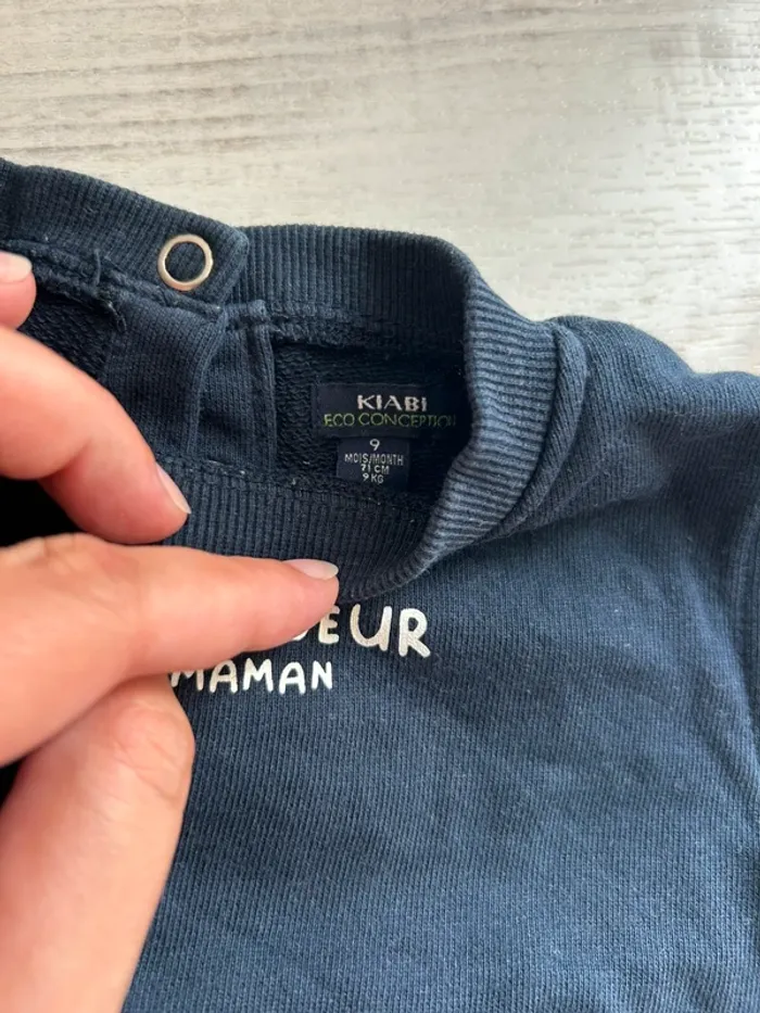 👶 Ensemble bébé garçon 9 mois Kiabi – Sweat bleu marine + Jogging gris - photo numéro 4