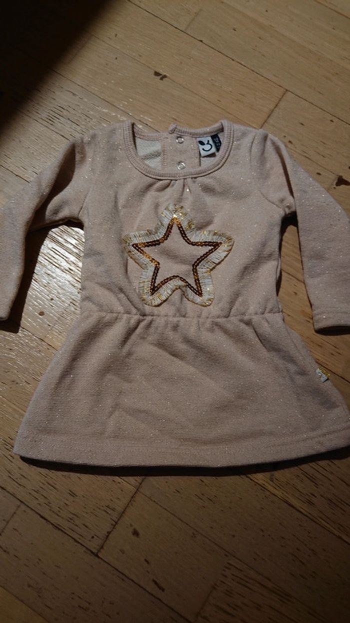 Robe / tunique manches longues saumon motif étoile
