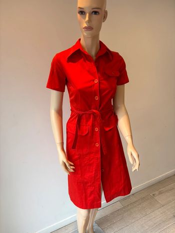 Robe rouge avec ceinture peroche Paris