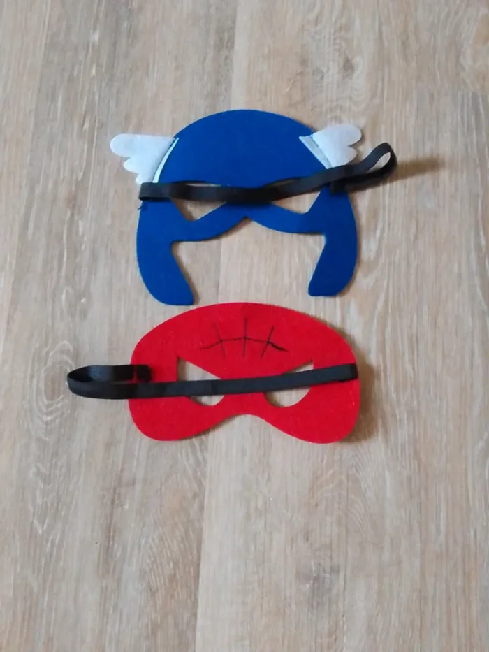 Lot de 2 manques enfants en feutrine élastique bleu rouge - photo numéro 4