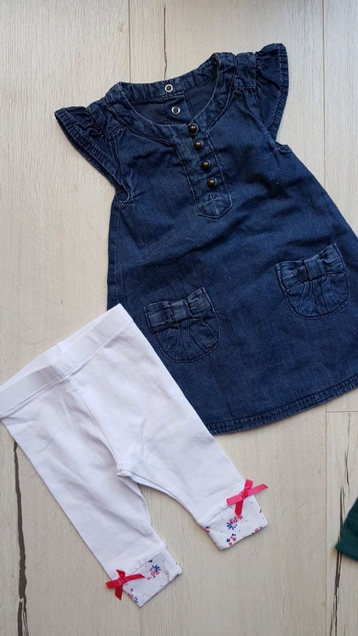 Lot de 2 ensembles robe/legging mi saison fille 1mois neufs - photo numéro 2