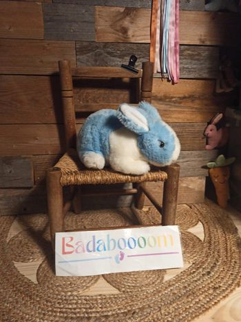Peluche lapin bleu blanc tbe
