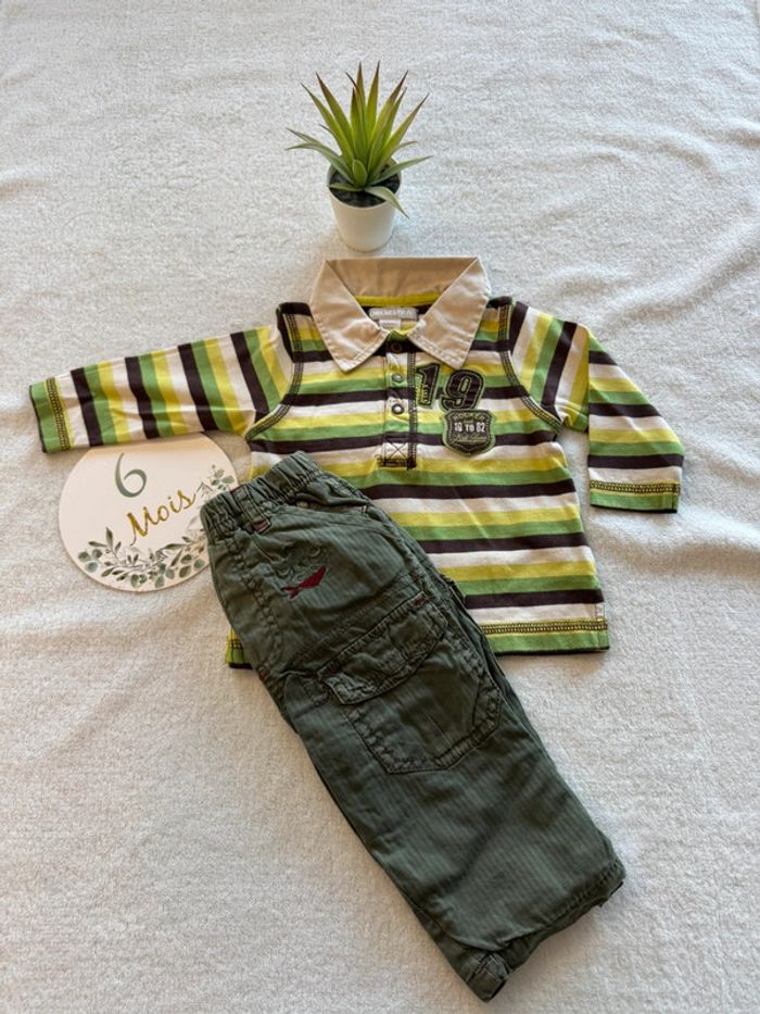 Ensemble polo vert rayé - photo numéro 3