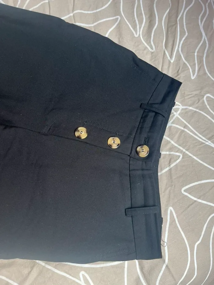 pantalon droit habillé zara noir a boutons - photo numéro 6
