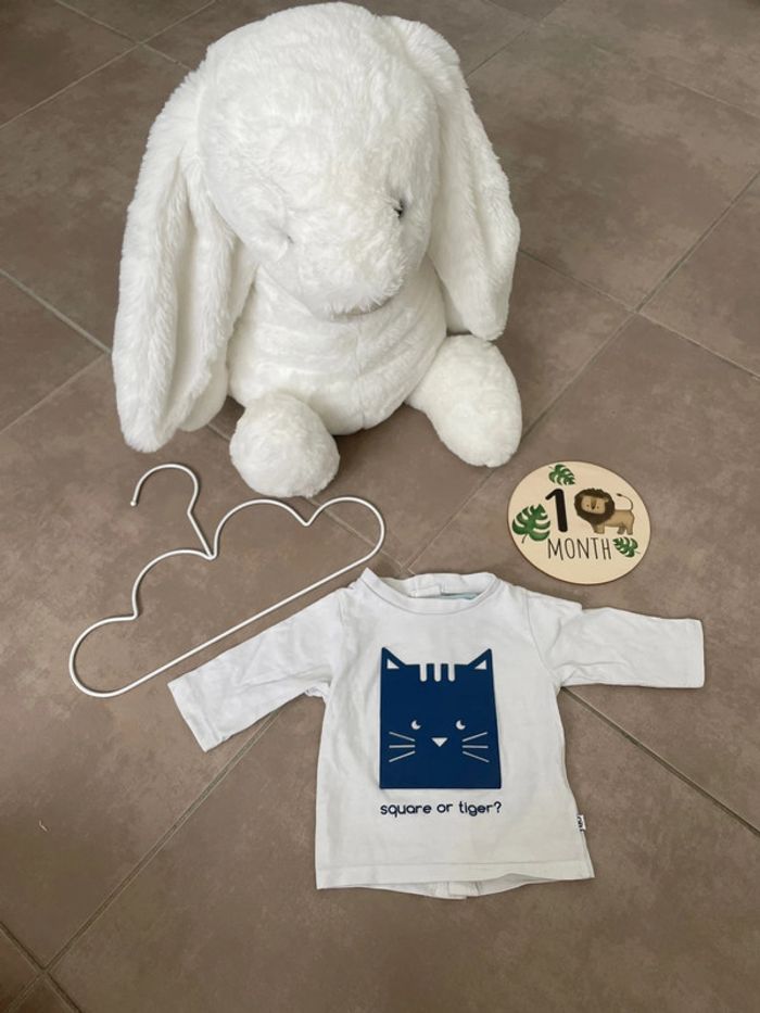 T-shirt haut manches longues bébé mixte 1 mois obaibi - photo numéro 2